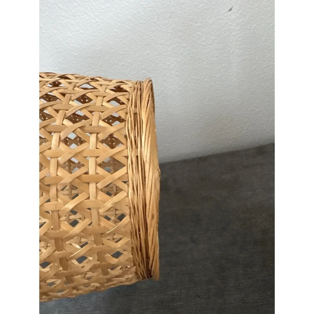 Vintage Wicker Waste Basket Trash Can Natural Brown Republic Of China